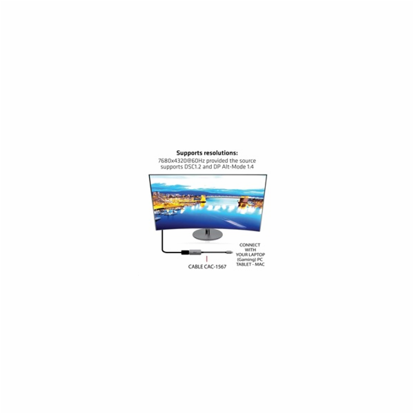 Club3D Adaptér aktivní USB-C na DisplayPort 1.4, 8K60Hz D...