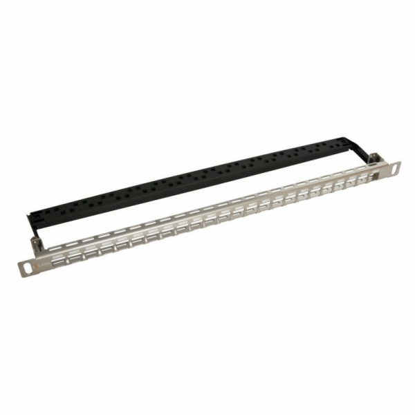 Patch panel Solarix modulární neosazený 24 portů, nerez 0,5U