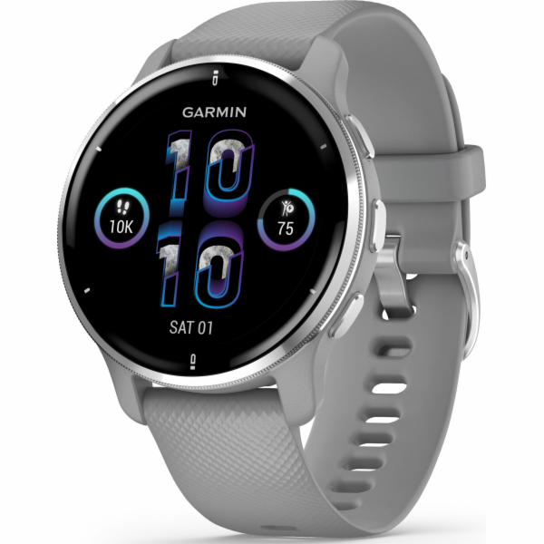Garmin Venu 2 Plus, nerezová luneta Silver, pouzdro Gray,...
