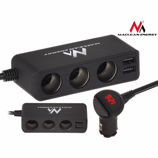 Maclean cigarette lighter socket splitter  voltmeter  3 c...