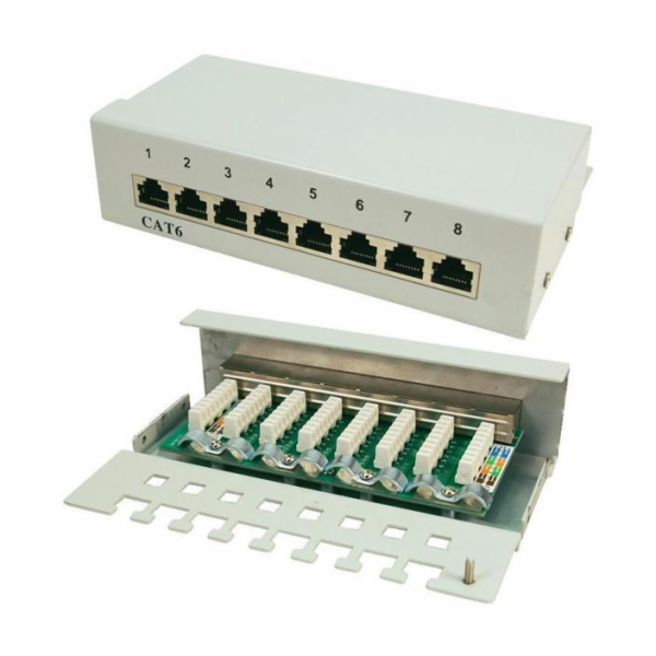LogiLink Patchpanel CAT6, 8portový, stíněný, šedý (NP0016A)