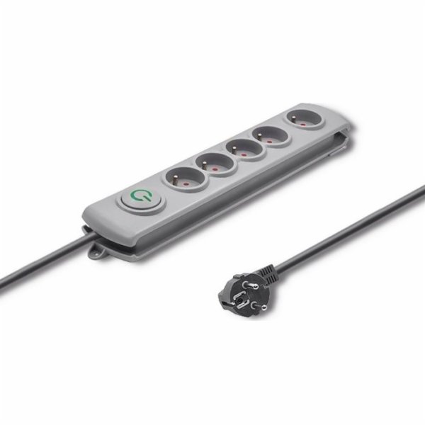 Qoltec Swift prodlužovací kabel s 5 zásuvkami 1,8 m šedý ...