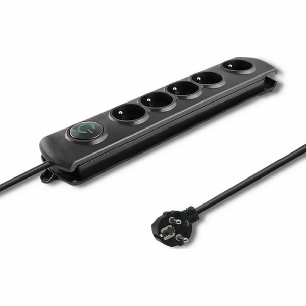 Qoltec Swift prodlužovací kabel, 5 zásuvek, 3 m, černý (5...