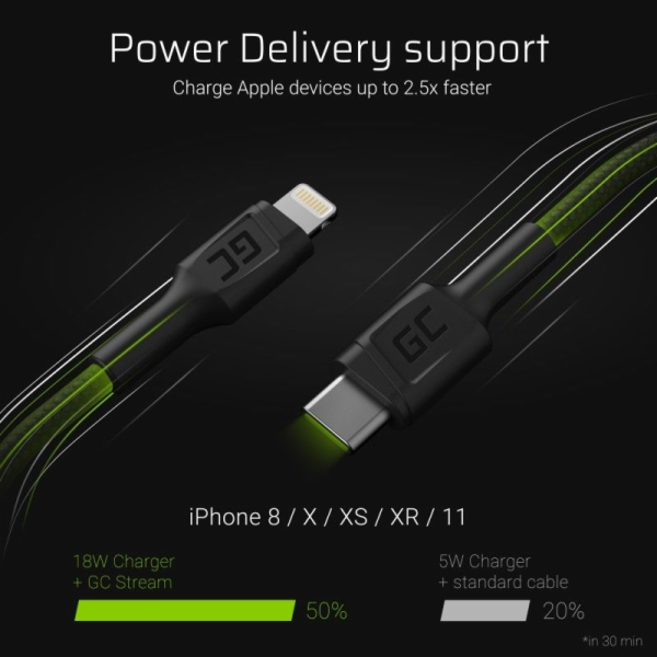 Green Cell Power Stream Kabel Lightning  - USB-C 1m MFi  ...