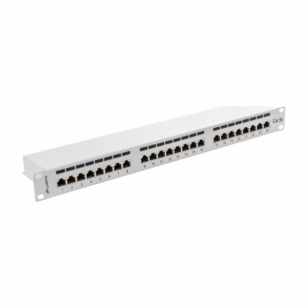 Patch Panel 24 Port 1U Kat.5E szary ekranowany
