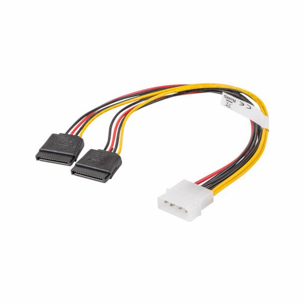 LANBERG Molex (M) 4 PIN na 2x SATA (F) 15 PIN kabel 30cm 