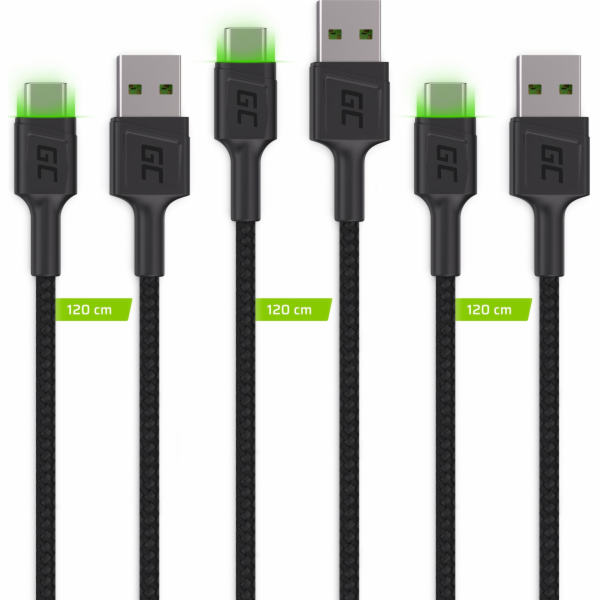 Green Cell KABGCSET03 USB kabel 2 m USB A USB C Černá