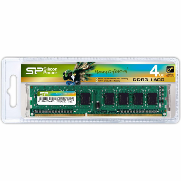 Silicon Power SP004GBLTU160N02 memory module 4 GB DDR3 16...