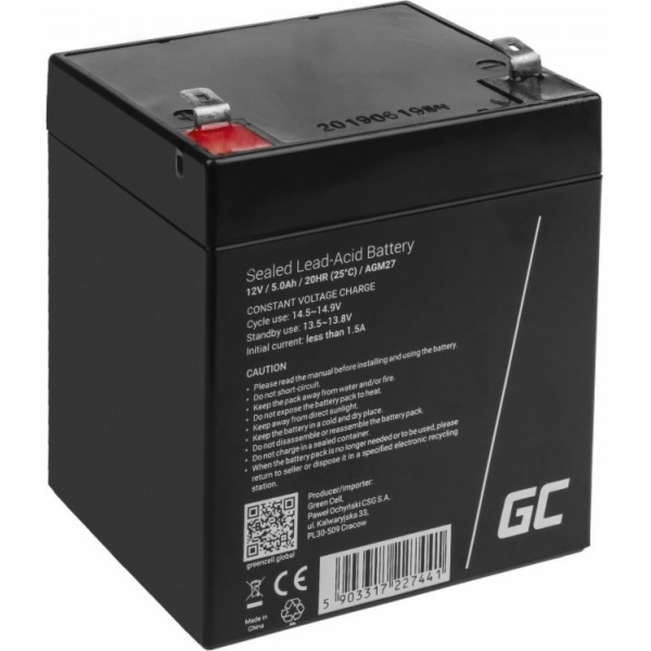 Zelená baterie 12V / 5Ah (AGM27)