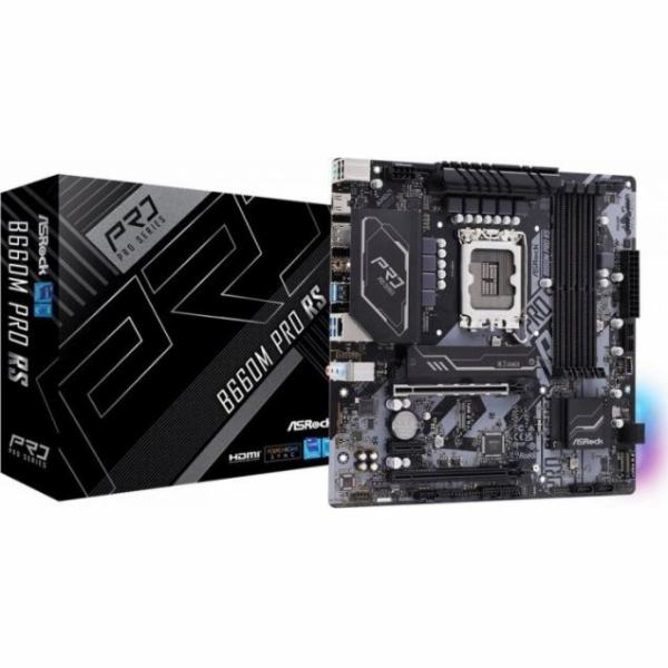 ASRock MB Sc LGA1700 B660M PRO RS, Intel B660, 4xDDR4, 1x...