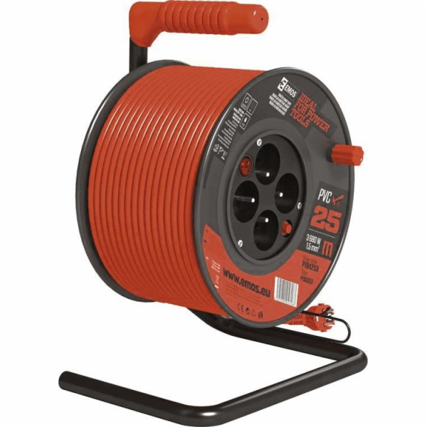 EMOS Predlžovací kábel na bubne 25 m / 4 zásuvky / s vypí...