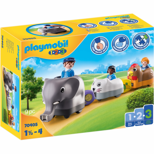 Můj tahací vláček se zvířátky Playmobil, 1.2.3, 9 dílků