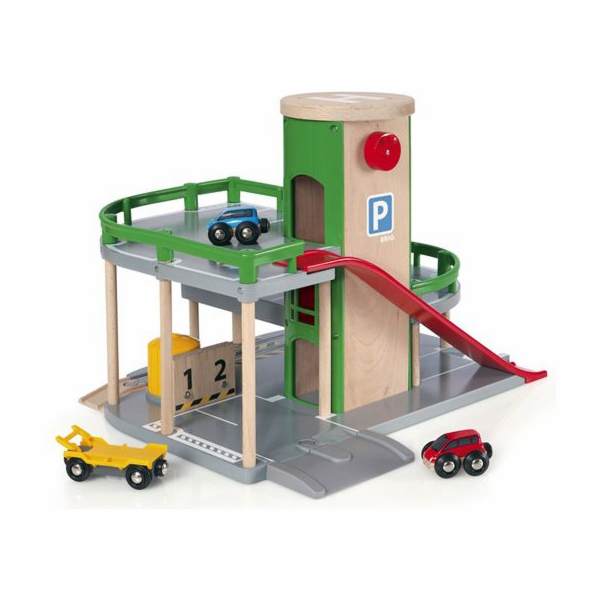 Parkovací garáže BRIO World, silnice a koleje, budovy na ...