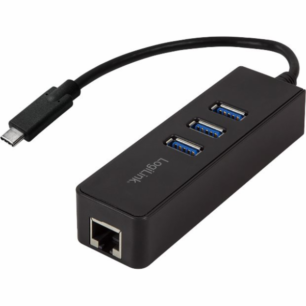 USB HUB LogiLink 3portový USB 3.0 + gigabitový Ethernet č...