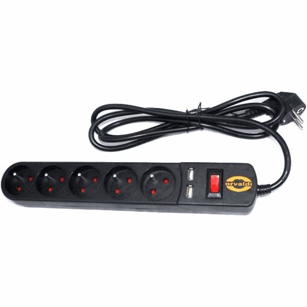Power strip with surge protector ORVALDI ORV-5 3M USB