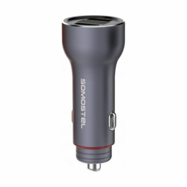 CAR CHARGER 5A GREY METER + TYPE-C CABLE SOMOSTEL 30W 2XU...