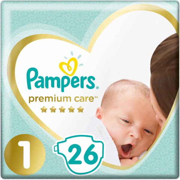 Pampers Premium Care Plenky Velikost 1, 2kg-5kg, 26ks