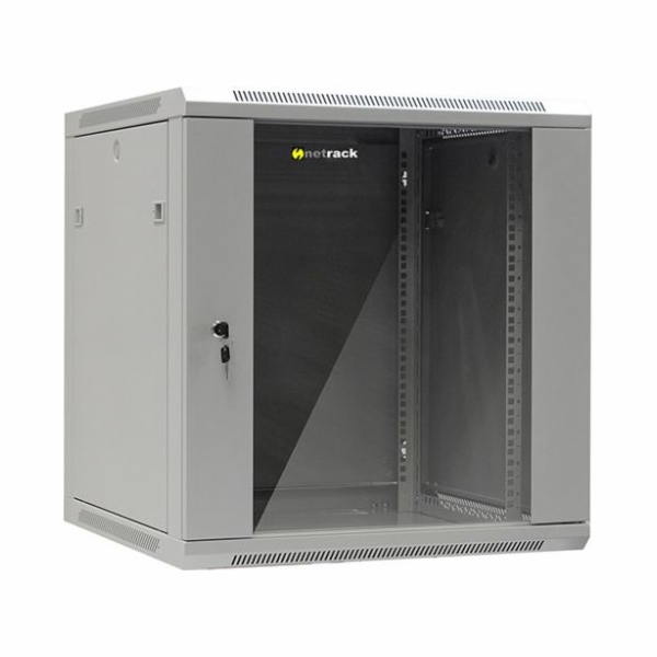 Závěsná skříň NetRack 19, 12U/600x600mm, prosklená dvířka...