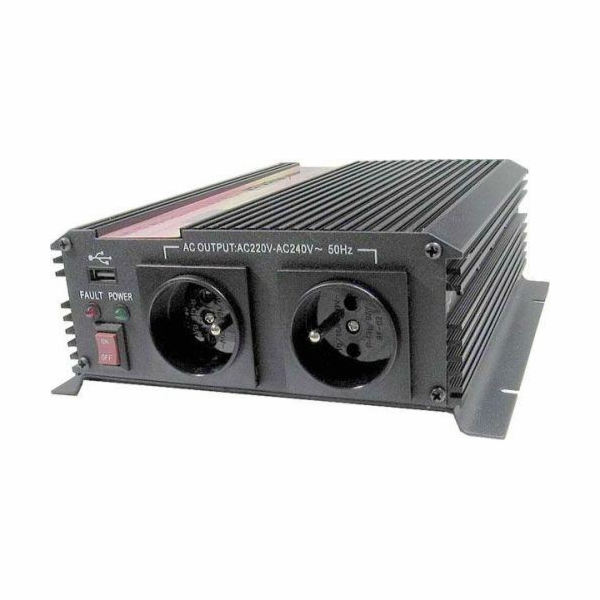 Napěťový měnič Carspa CAR1KU-24 24V/230V+USB 1000W, modif...