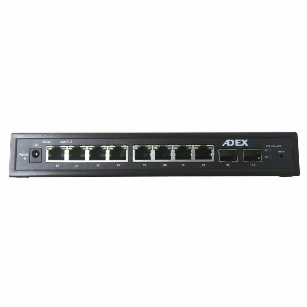 Switch Adex AD1000-8GPD-2FM Web Smart, 8x GLAN, 7x PoE-in...
