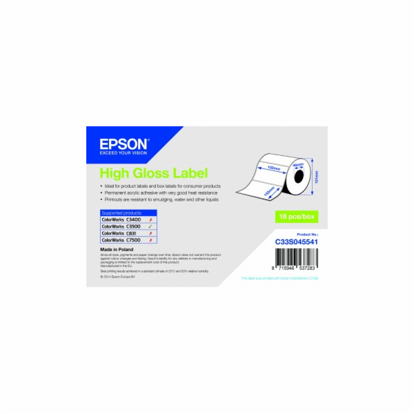 High Gloss Label - Die-cut Roll, 102x152,210ks