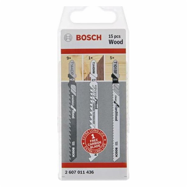 Sada pilových listů Bosch na dřevo, 15 kusů