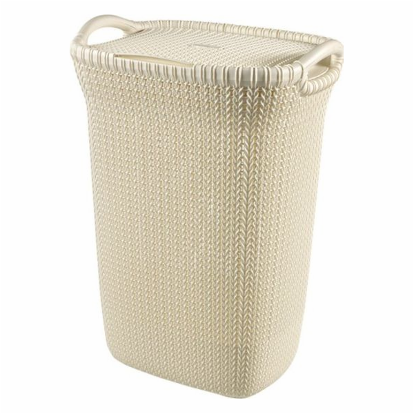 koš 57l na použité prádlo,bílý KNIT