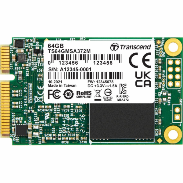 TRANSCEND MSA372M 64GB SSD disk mSATA, SATA III (MLC), 55...