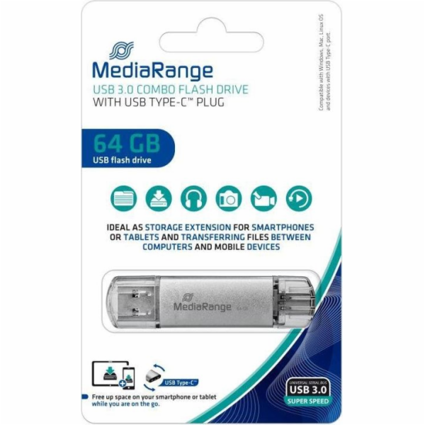 MediaRange Kombo-Speicherstick 64 GB, USB-Stick MR937