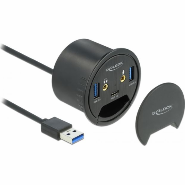 Delock 3 Port Tisch-Hub 1x Typ-C - 2x Typ-A + HD-Audio, U...