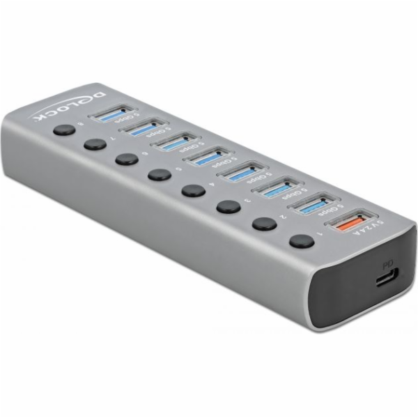 Delock USB 3.2 Gen 1 Hub mit 7 Ports + 1 Schnellladeport ...