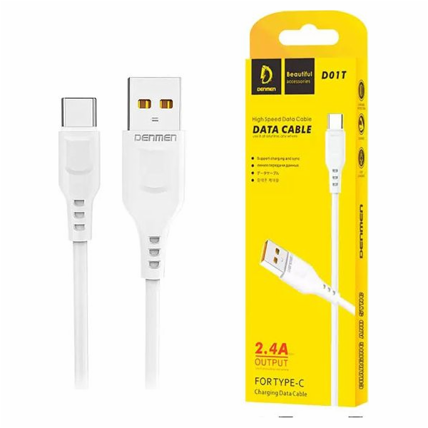DENMEN D01T USB cable USB - USB-C 2 4A 1M White