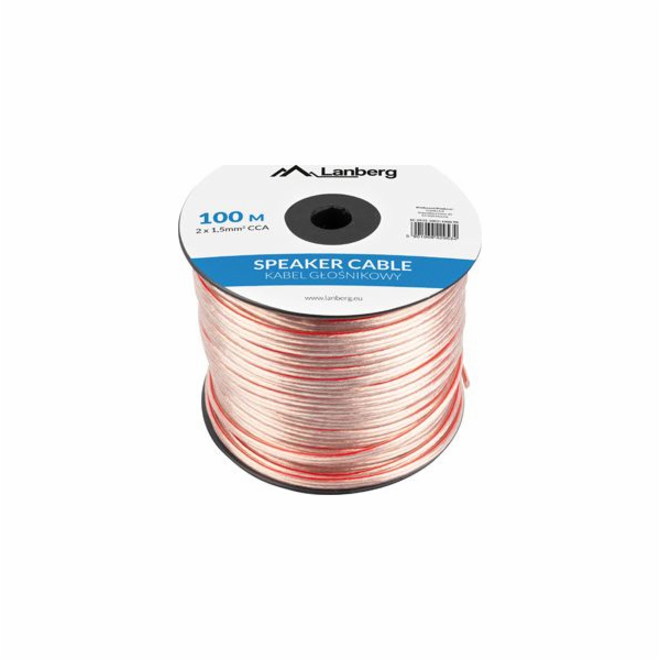 Lanberg reproduktorový kabel 2x1,5mm2 100m transparentní