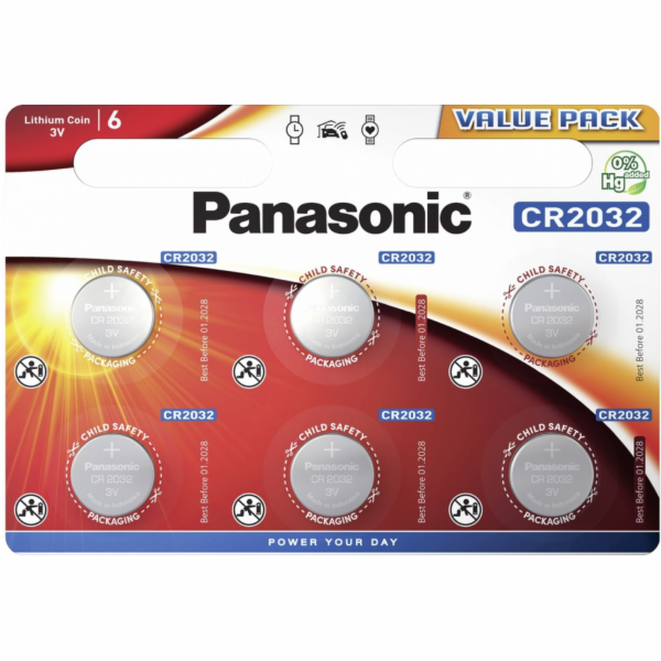 Panasonic CR2032 6ks CR2032L/6BP Knoflikové baterky