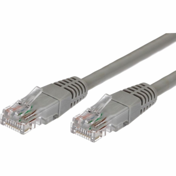 Cat.5e RJ45 UTP měděný patch cord kabel, 5 m, šedý