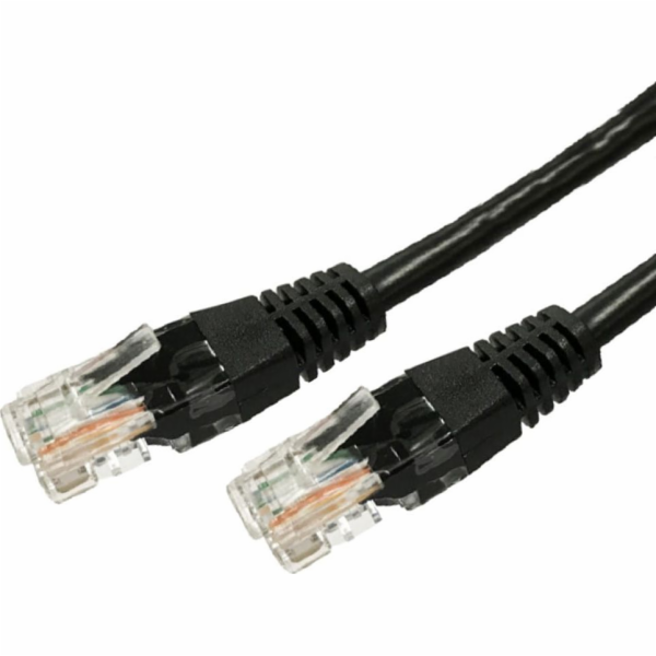 Cat.6 RJ45 UTP měděný patch cord kabel, 7,5m. Černá