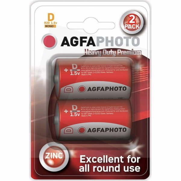 AgfaPhoto zinková baterie 1.5V, R20/D, 2ks 