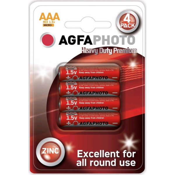 AgfaPhoto zinková baterie 1.5V, R03/AAA, 4ks 