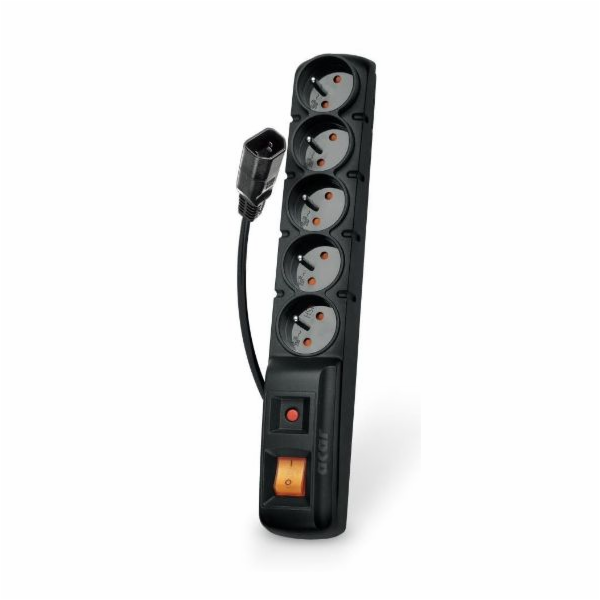 Acar F5 IEC 1.5m kabel, 5 zásuvek, přepěťová ochrana, C14...