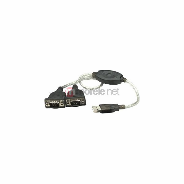 Manhattan USB-A kabel – 2x RS-232 0,45 m černý (174947)