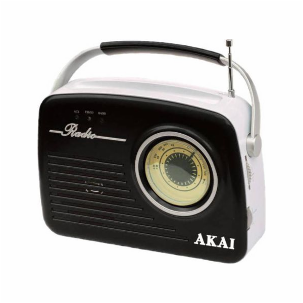 Rádio AKAI, APR-11 BLACK, retro, AM/FM rádio, USB, SD kar...
