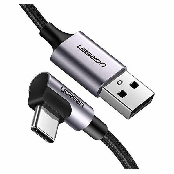 2x1 UGREEN Angled USB-C To USB-A Data Cable Black 1M