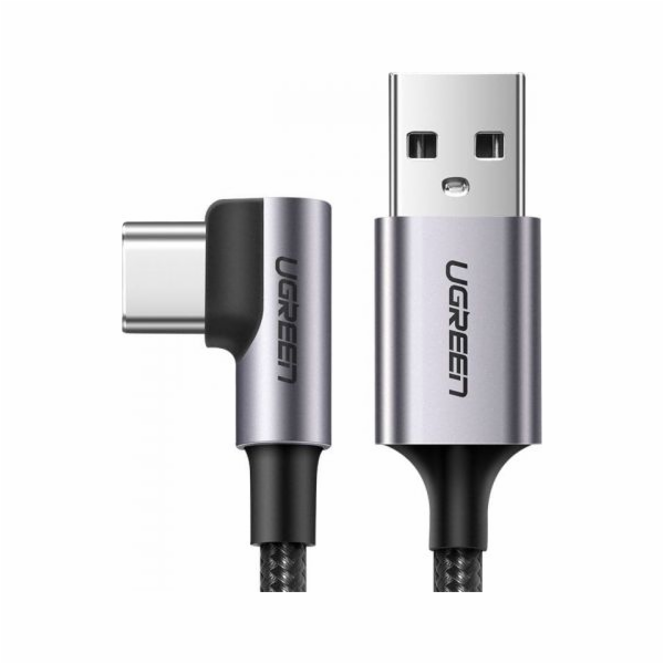 2x1 UGREEN Angled USB-C To USB-A Data Cable Black 2M