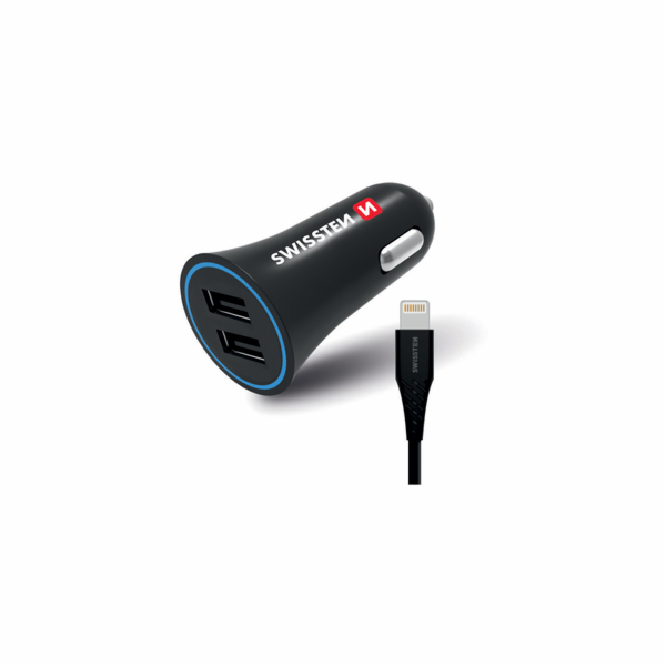 Swissten cl adaptér 2,4a power 2x usb + kabel lightning