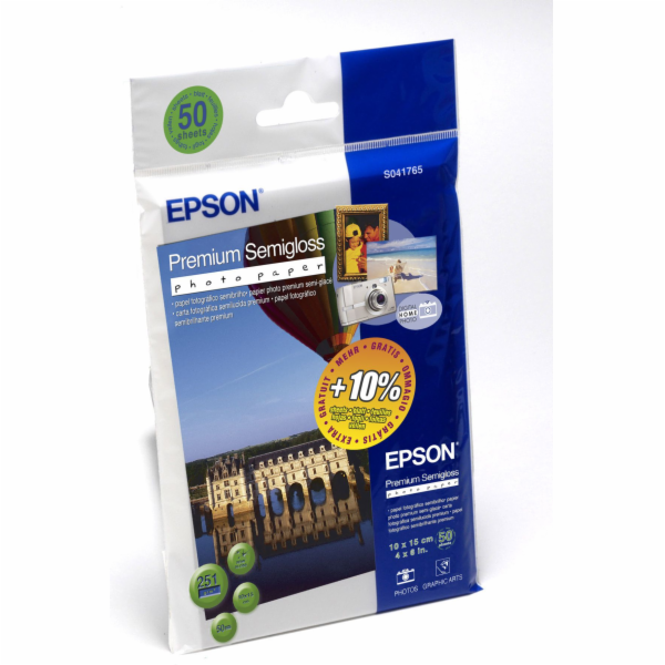 Epson Premium Semigloss Photo Paper 10x15, 50 Sheets 251 g