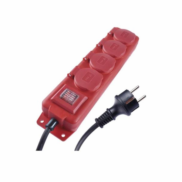 Prodlužovací kabel 3m / 4 zásuvky / s vypínačem / černo-č...