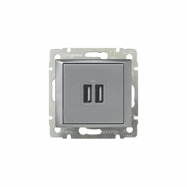 Valena USB nabíječka 2-násobná 1,5A Stříbrná metal