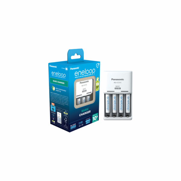 Panasonic Eneloop Basic Charger BQ-CC51 incl. 4xAAA K-KJ5...