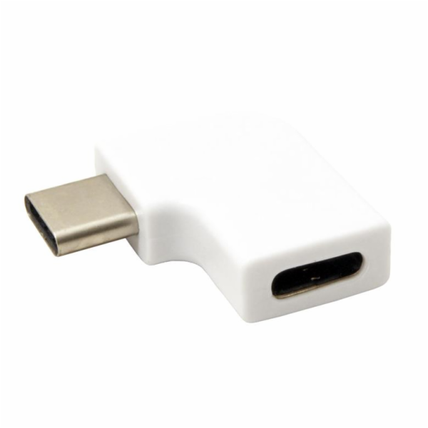 Redukce USB C(M) - USB C(F) lomená 90°, bílá