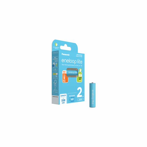 1x2 Panasonic Eneloop lite Micro 550mAh AAA Ni-MH    BK-4...